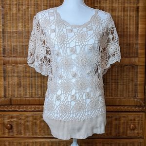 Kenar Knit Crochet Boho Top MEDIUM